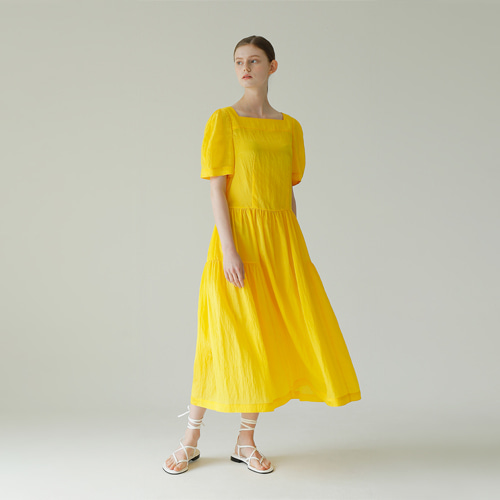 Puff Sleeve Dress_Yellow