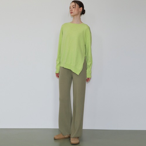 Asymmetric cashmere wool sweater APPLE GREEN